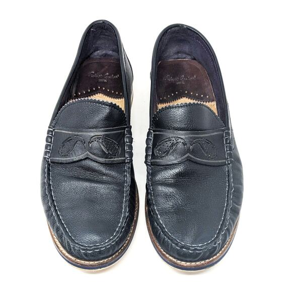 Robert Graham Shoes Mens 10.5 Leather Black Penny Loafers Slip On Estefan - Picture 1 of 7